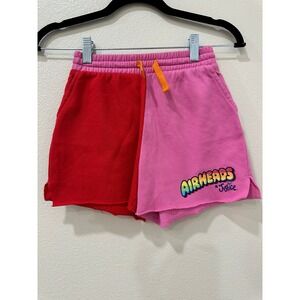 Justice x Airheads Girls Red Pink Colorblock Sweat Shorts Size S 7/8